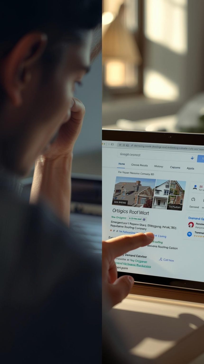 SEO for small business - featuring a men showing demand capture vs demand interruption